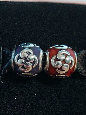 Authentic Pandora Purple & Orange Zen Charms – 790491EN13 & 790491EN14